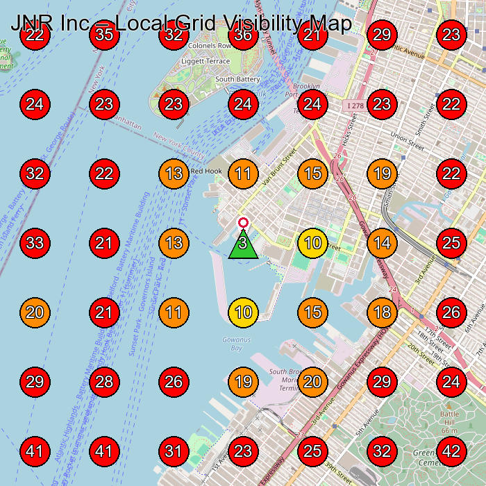 JNR Inc GeoGrid visibility map for General Contractor in Brooklyn